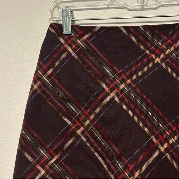Vintage Hilliard & Hanson purple red plaid wool blend skirt size 8 preppy fall - Picture 2 of 7